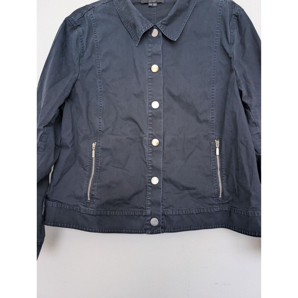 Lafayette 148 Navy Snap Button Collared Lightweig… - image 14
